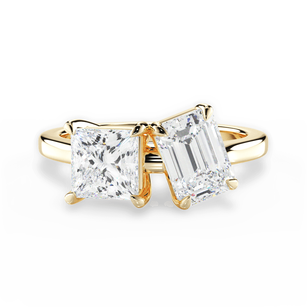 Esther Emerald Cut Lab Grown Diamond 18Kt Yellow Gold Engagement Ring