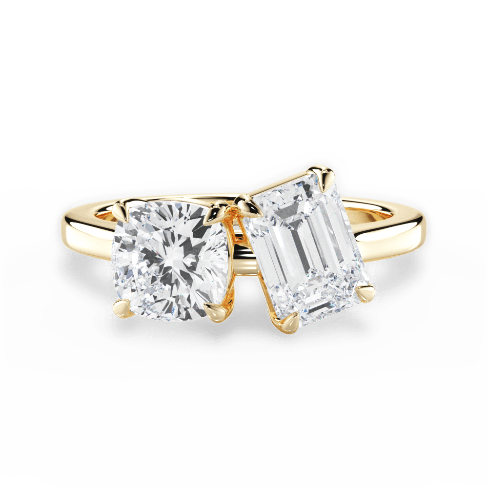 Lila Emerald Cut Lab Grown Diamond 18Kt Yellow Gold Engagement Ring