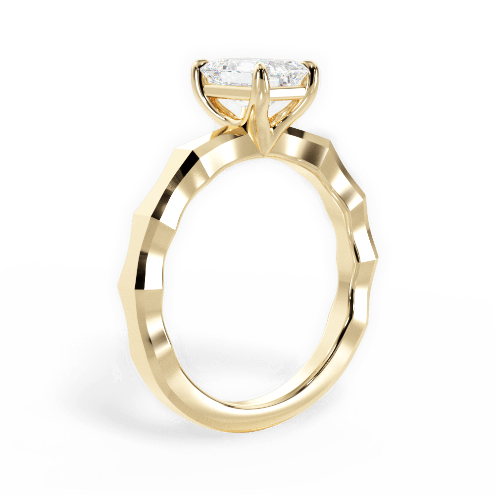 Aaliyah Emerald Cut Lab Grown Diamond 18Kt Yellow Gold Engagement Ring - View 4