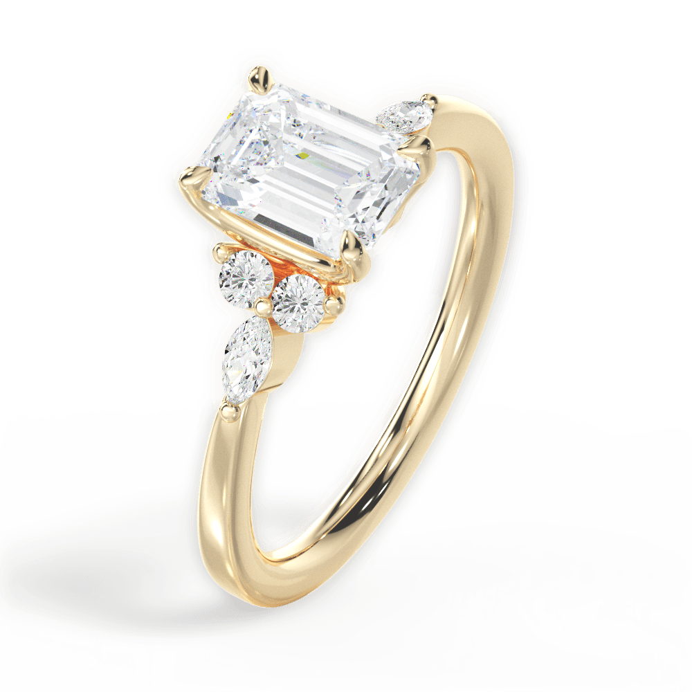 Cynthia Emerald Cut Lab Grown Diamond 18Kt Yellow Gold Engagement Ring - View 4