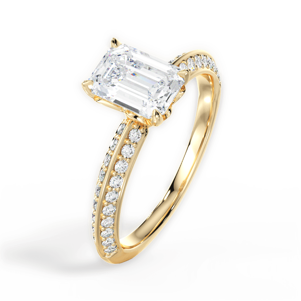 Gail Emerald Cut Lab Grown Diamond 18Kt Yellow Gold Engagement Ring - View 4