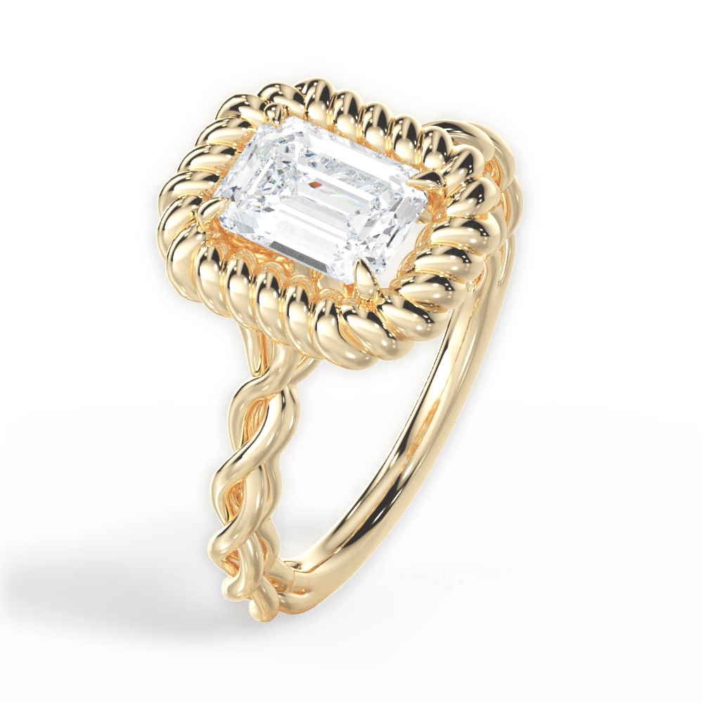 Belinda Emerald Cut Lab Grown Diamond 18Kt Yellow Gold Engagement Ring - View 2