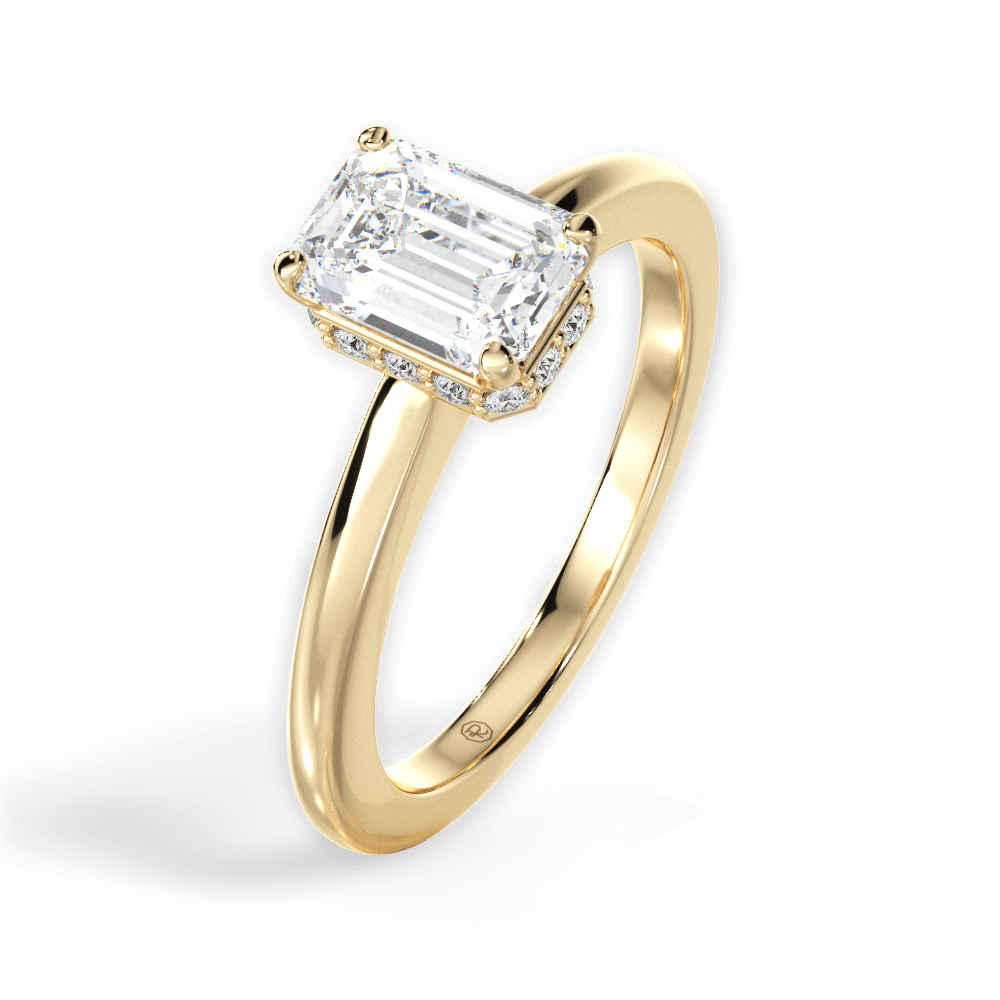 Brianna Emerald Cut Lab Grown Diamond 18Kt Yellow Gold Engagement Ring - View 3