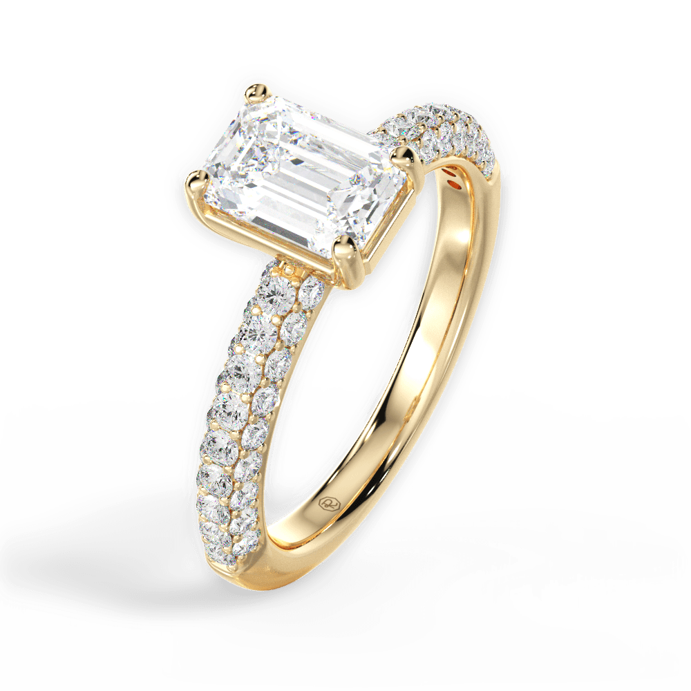 Kylie Emerald Cut Lab Grown Diamond 18Kt Yellow Gold Engagement Ring - View 4