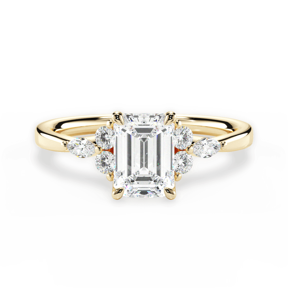 Cynthia Emerald Cut Lab Grown Diamond 18Kt Yellow Gold Engagement Ring