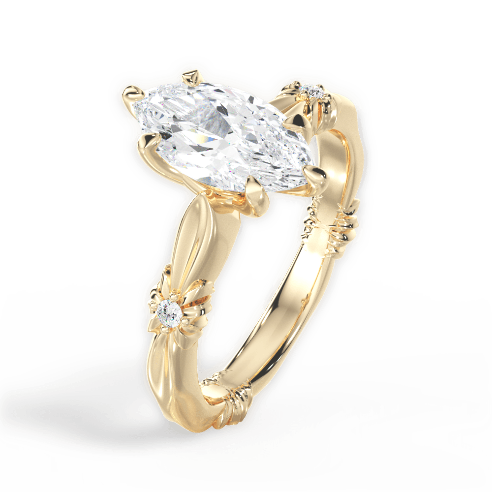 Claire Marquise Cut Lab Grown Diamond 18Kt Yellow Gold Engagement Ring - View 4
