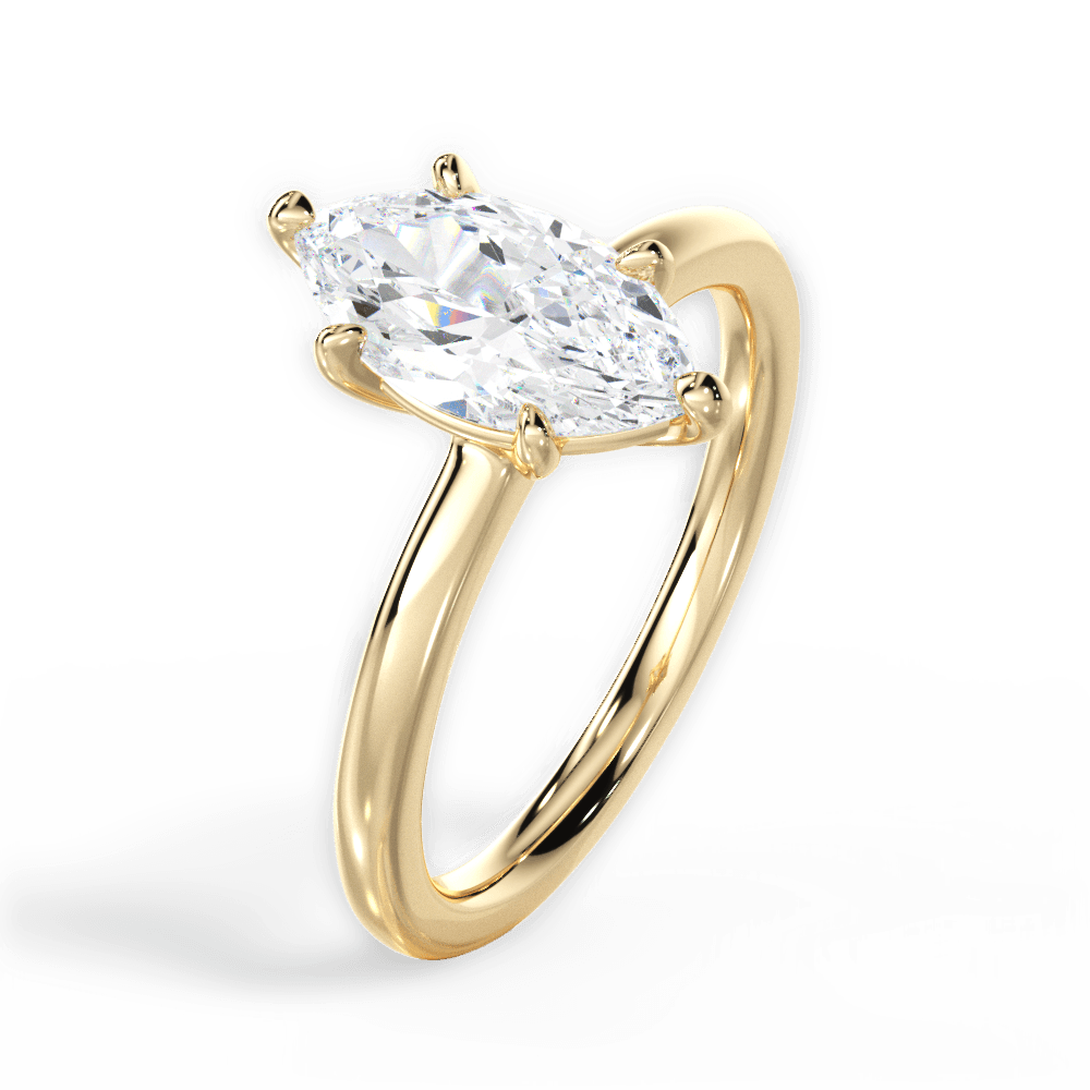 Angela Marquise Cut Lab Grown Diamond 18Kt Yellow Gold Engagement Ring - View 2
