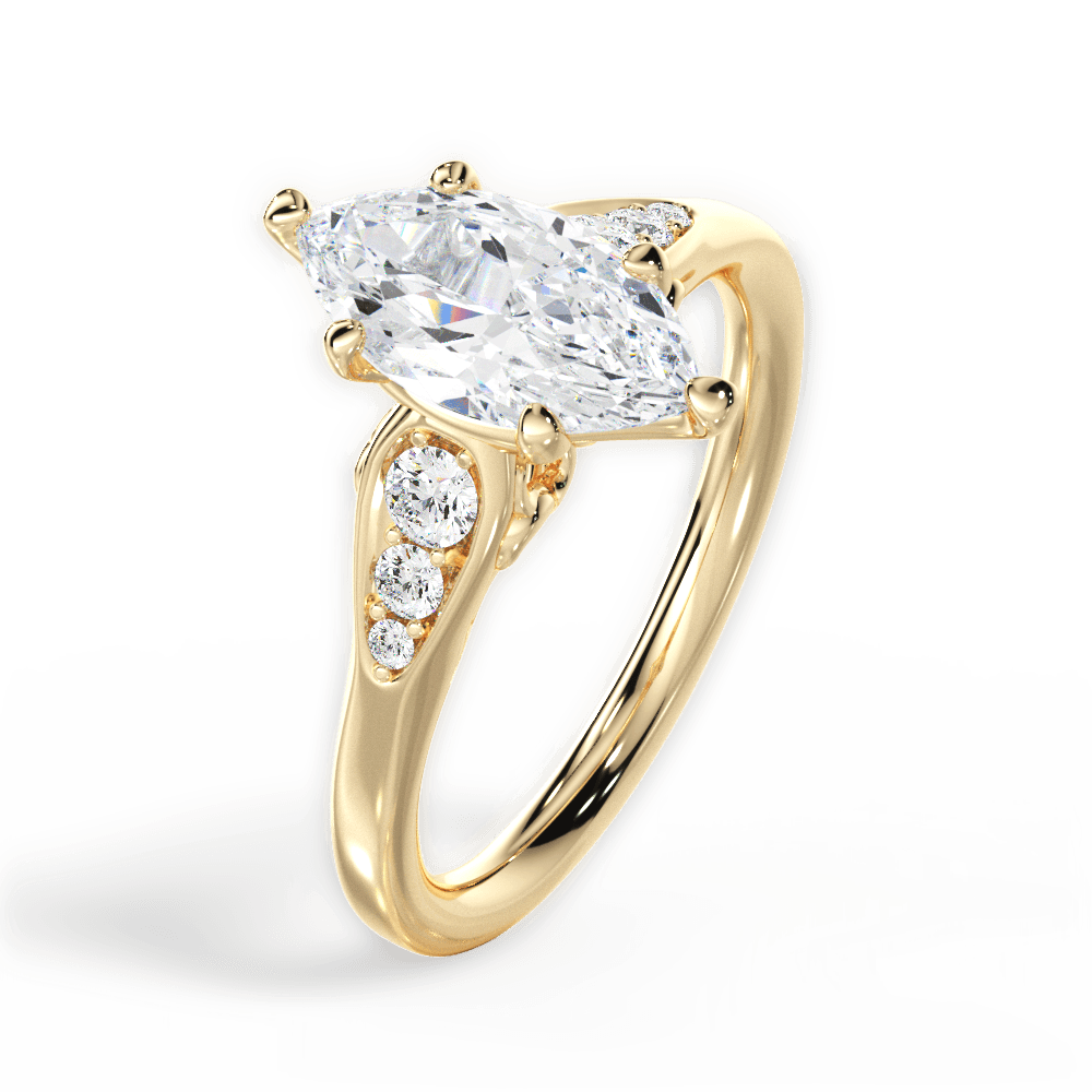 Cecilia Marquise Cut Lab Grown Diamond 18Kt Yellow Gold Engagement Ring - View 3