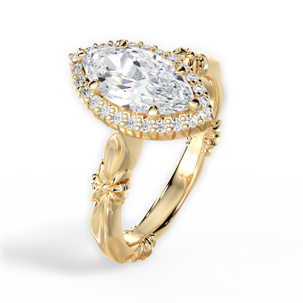 Erica Marquise Cut Lab Grown Diamond 18Kt Yellow Gold Engagement Ring - View 4