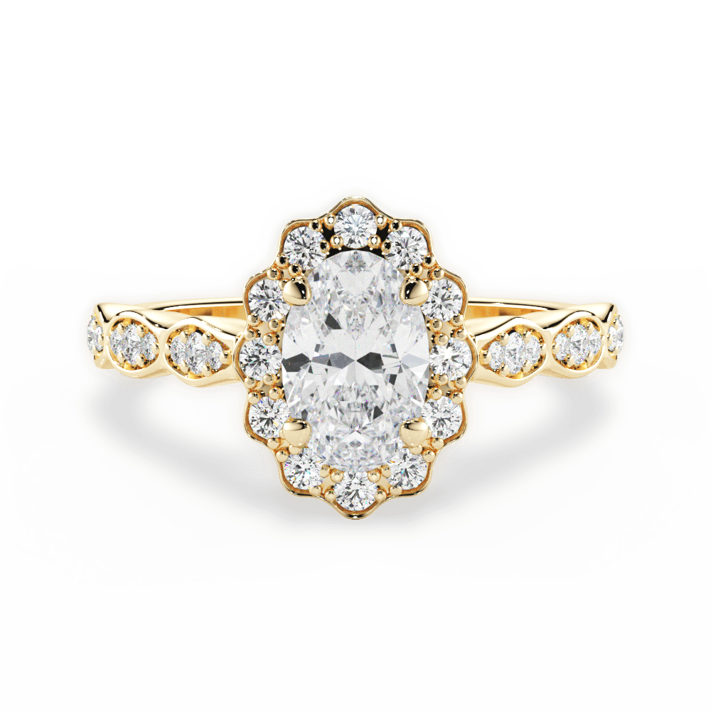 Jane Oval Cut Lab Grown Diamond 18Kt Yellow Gold Engagement Ring