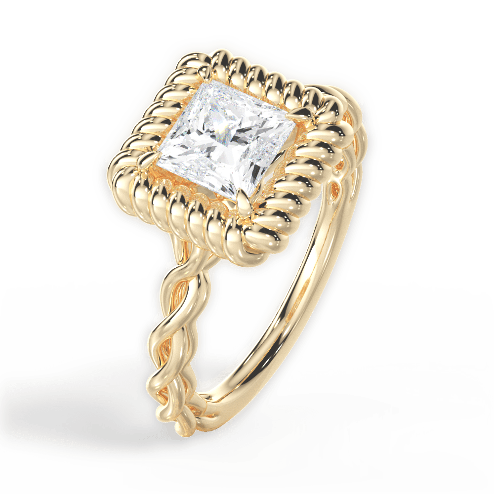 Belinda Princess Cut Lab Grown Diamond 18Kt Yellow Gold Engagement Ring - View 3
