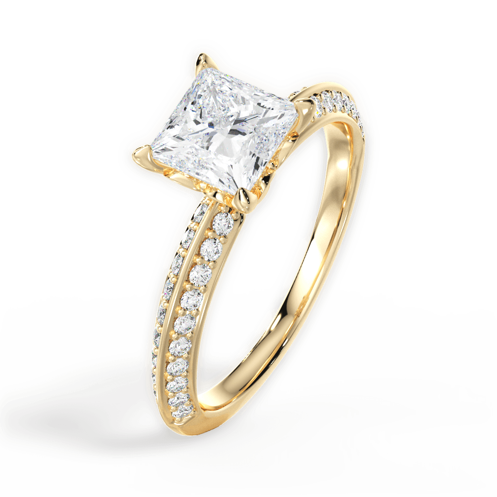 Gail Princess Cut Lab Grown Diamond 18Kt Yellow Gold Engagement Ring - View 4