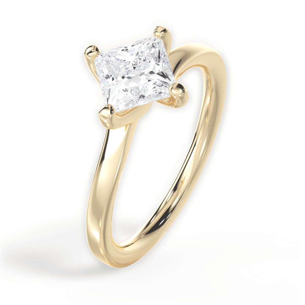 Ashley Princess Cut Lab Grown Diamond 18Kt Yellow Gold Engagement Ring - View 4