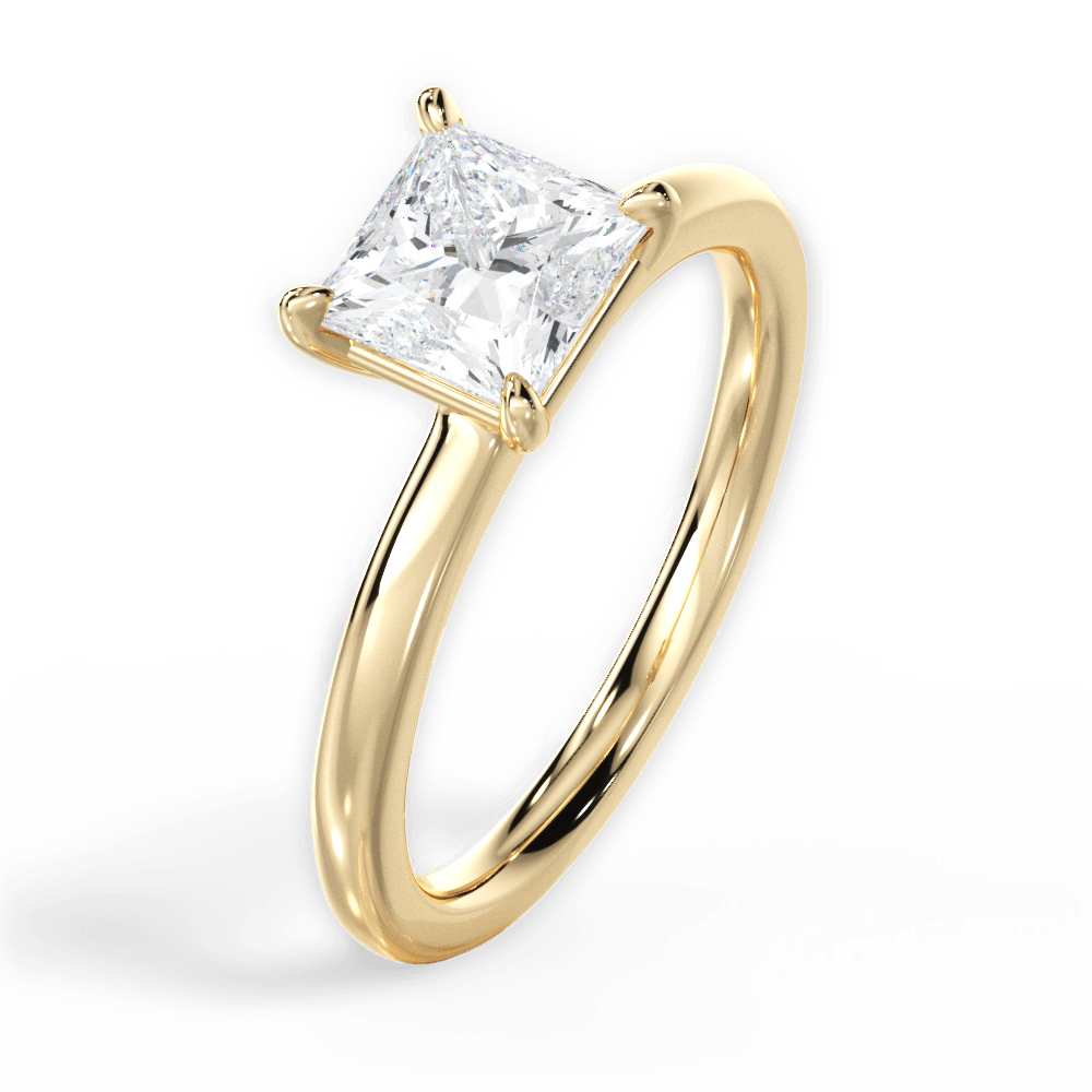 Angela Princess Cut Lab Grown Diamond 18Kt Yellow Gold Engagement Ring - View 4