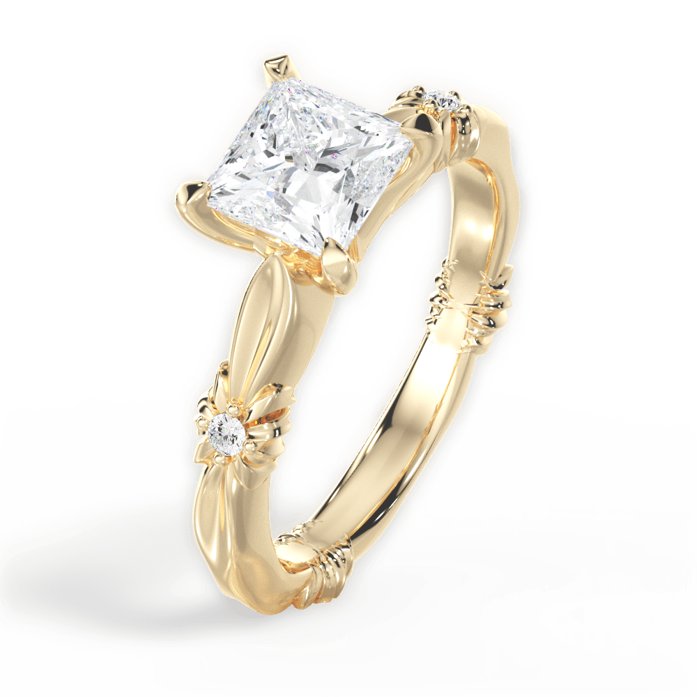 Claire Princess Cut Lab Grown Diamond 18Kt Yellow Gold Engagement Ring - View 4