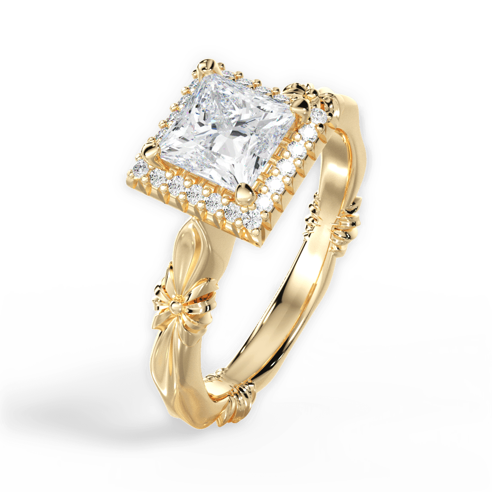 Erica Princess Cut Lab Grown Diamond 18Kt Yellow Gold Engagement Ring - View 2