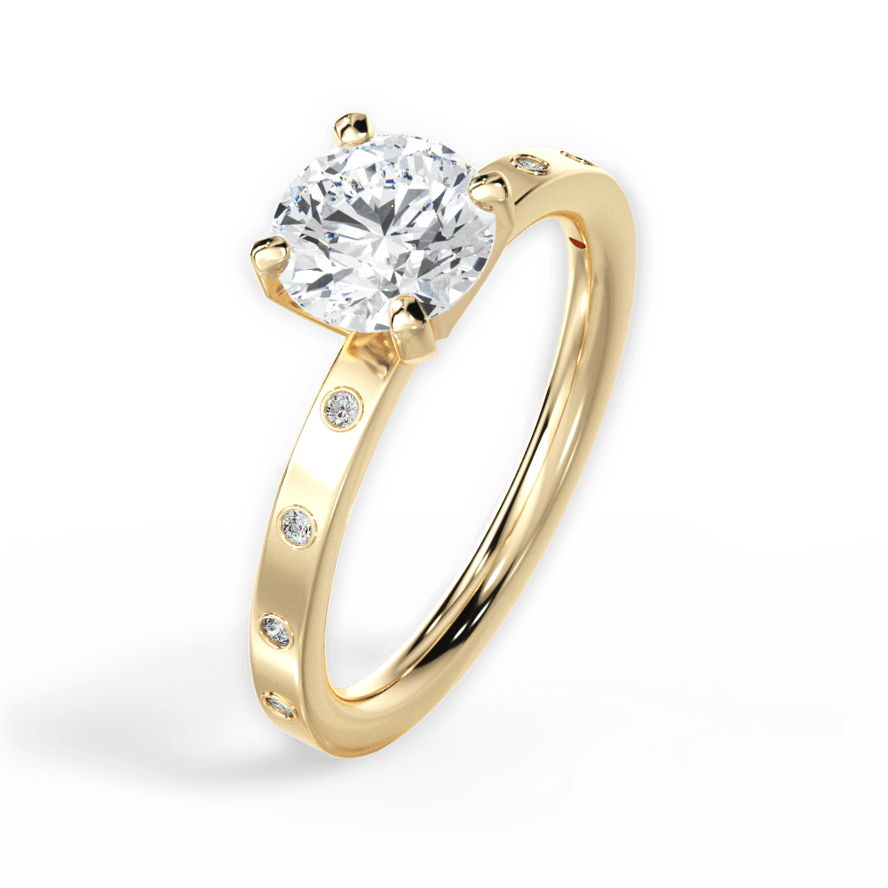 Carla Round Cut Lab Grown Diamond 18Kt Yellow Gold Engagement Ring - View 2