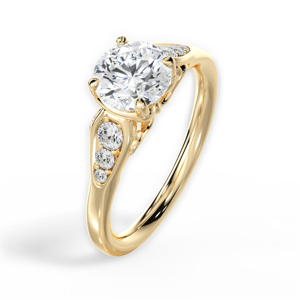 Cecilia Round Cut Lab Grown Diamond 18Kt Yellow Gold Engagement Ring - View 3