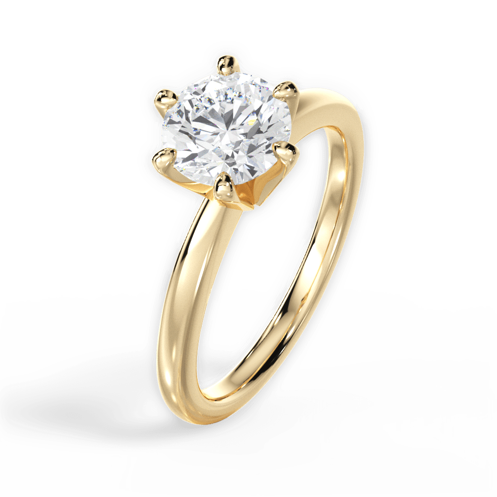 Bella Round Cut Lab Grown Diamond 18Kt Yellow Gold Engagement Ring - View 4