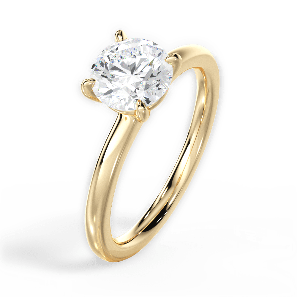 Angela Round Cut Lab Grown Diamond 18Kt Yellow Gold Engagement Ring - View 3
