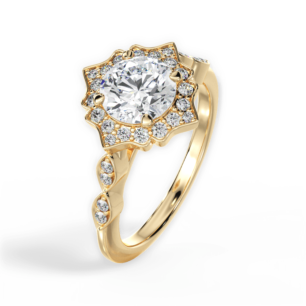 Julie Round Cut Lab Grown Diamond 18Kt Yellow Gold Engagement Ring - View 4