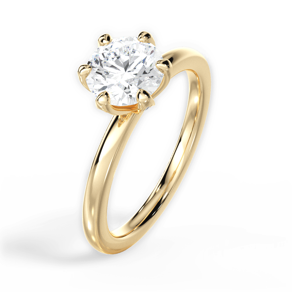 Ella Round Cut Lab Grown Diamond 18Kt Yellow Gold Engagement Ring - View 4
