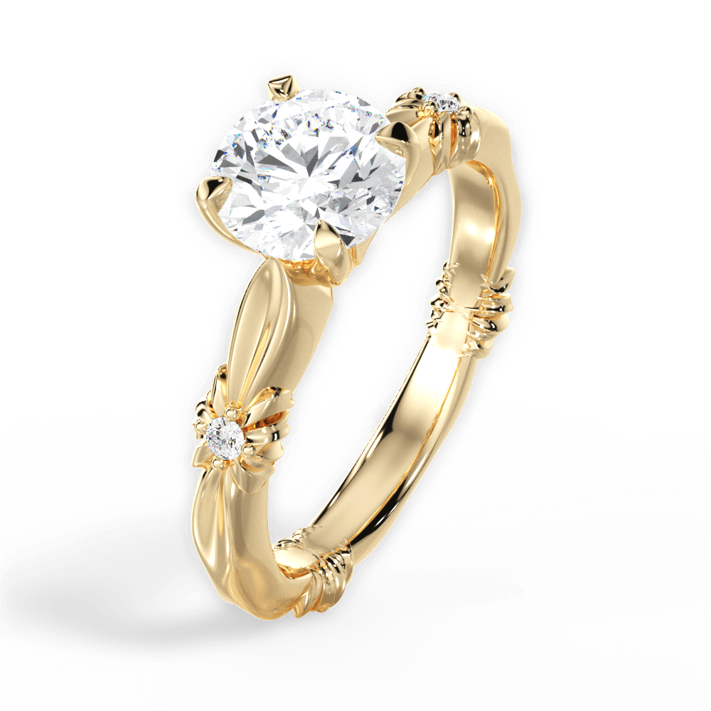 Claire Round Cut Lab Grown Diamond 18Kt Yellow Gold Engagement Ring - View 2