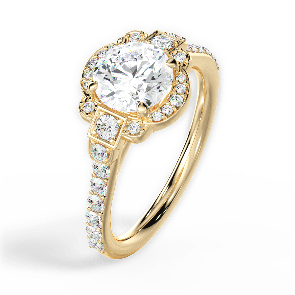 Joyce Round Cut Lab Grown Diamond 18Kt Yellow Gold Engagement Ring - View 4