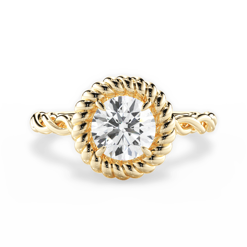 Belinda Round Cut Lab Grown Diamond 18Kt Yellow Gold Engagement Ring