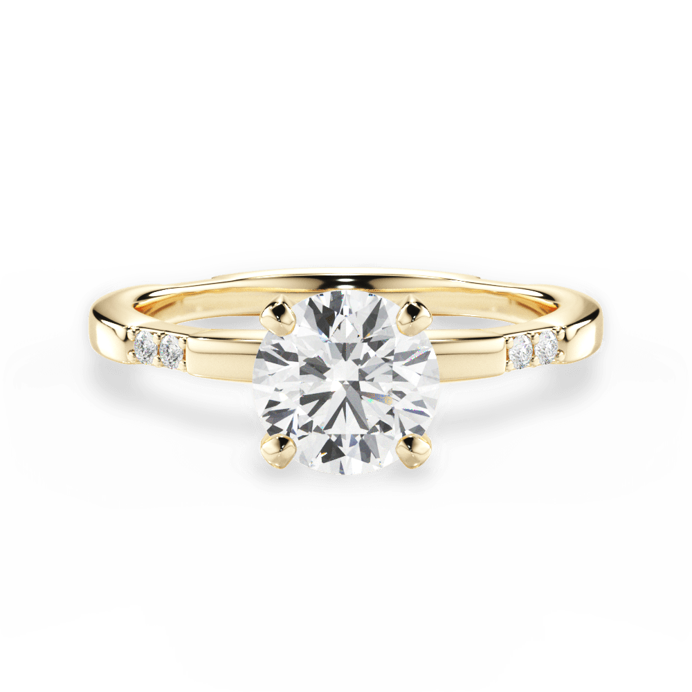 Bonnie Round Cut Lab Grown Diamond 18Kt Yellow Gold Engagement Ring