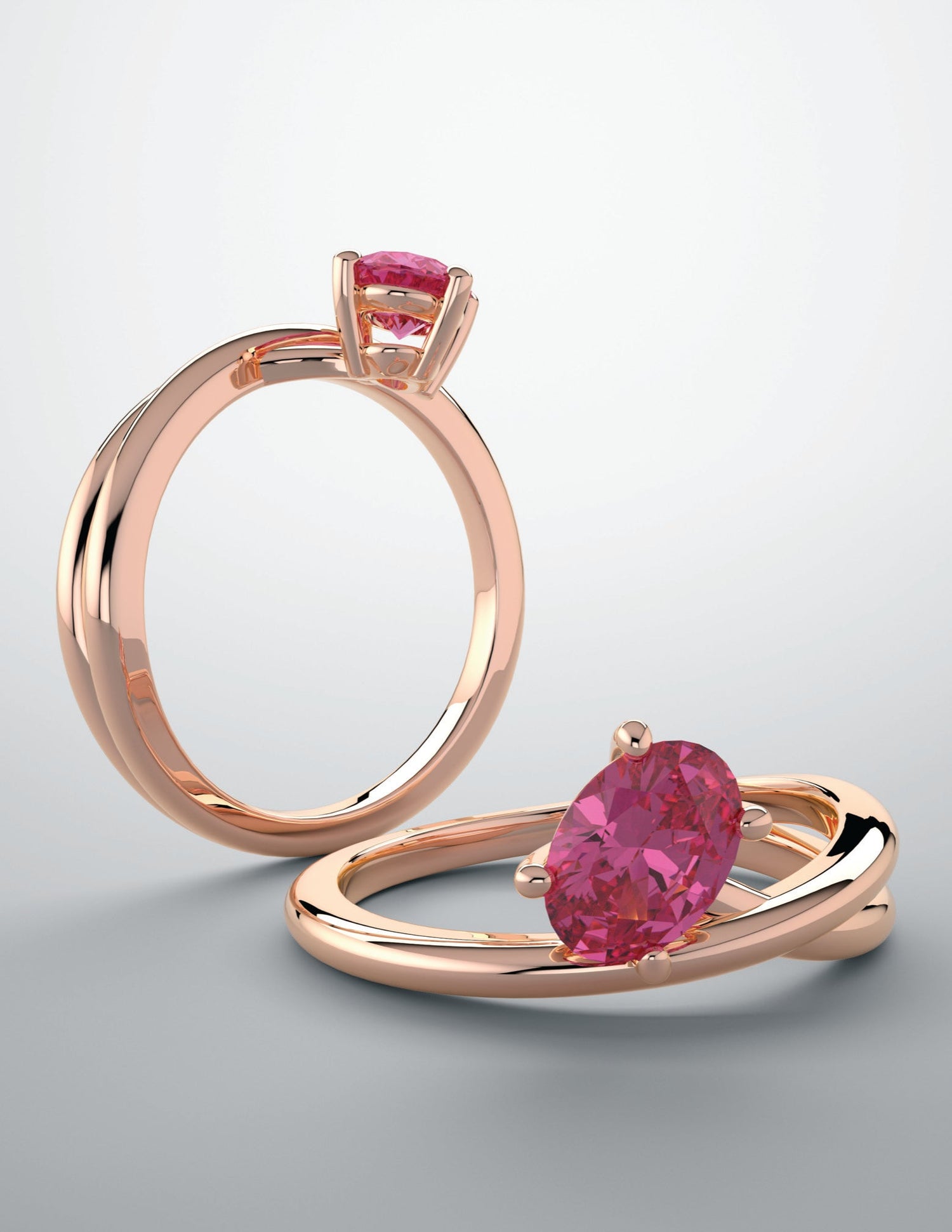 Color gem ring with pink tourmaline and rose gold