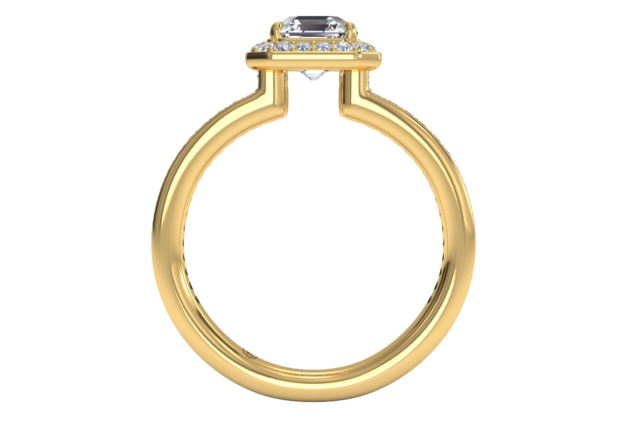 Karen Asscher Cut Lab Grown Diamond 18Kt Yellow Gold Engagement Ring - View 2