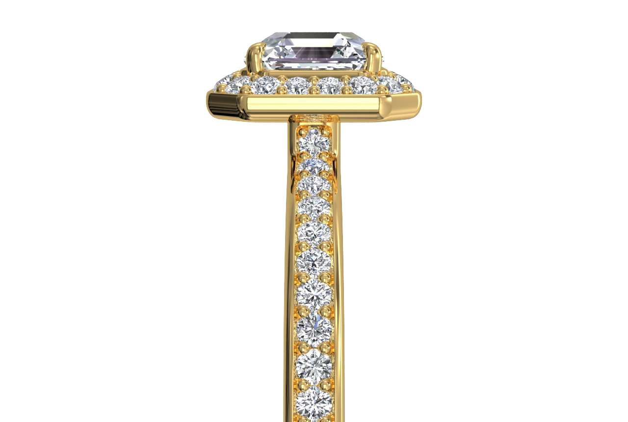 Karen Asscher Cut Lab Grown Diamond 18Kt Yellow Gold Engagement Ring - View 3
