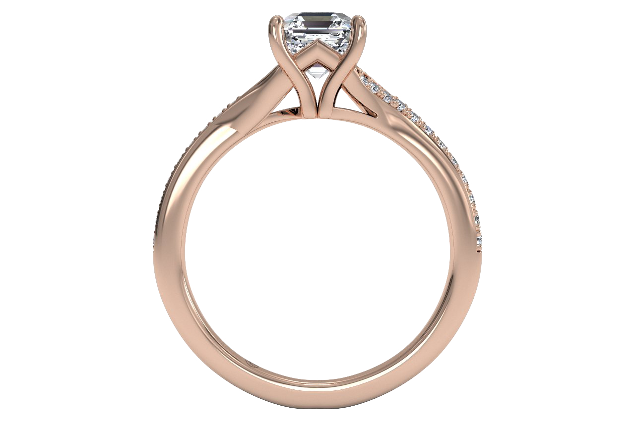 Elise Asscher Cut Lab Grown Diamond 18Kt Rose Gold Engagement Ring - View 2