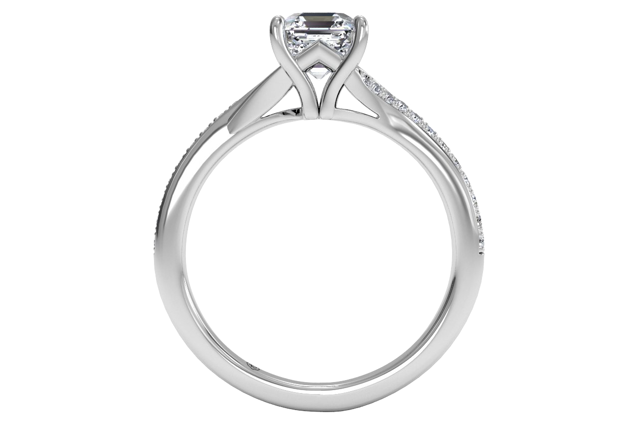 Elise Asscher Cut Lab Grown Diamond Platinum Engagement Ring - View 2