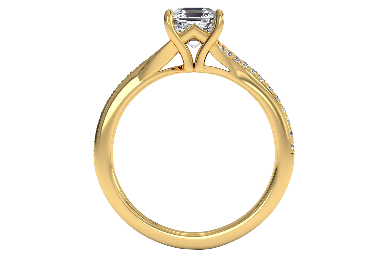 Elise Asscher Cut Lab Grown Diamond 18Kt Yellow Gold Engagement Ring - View 2
