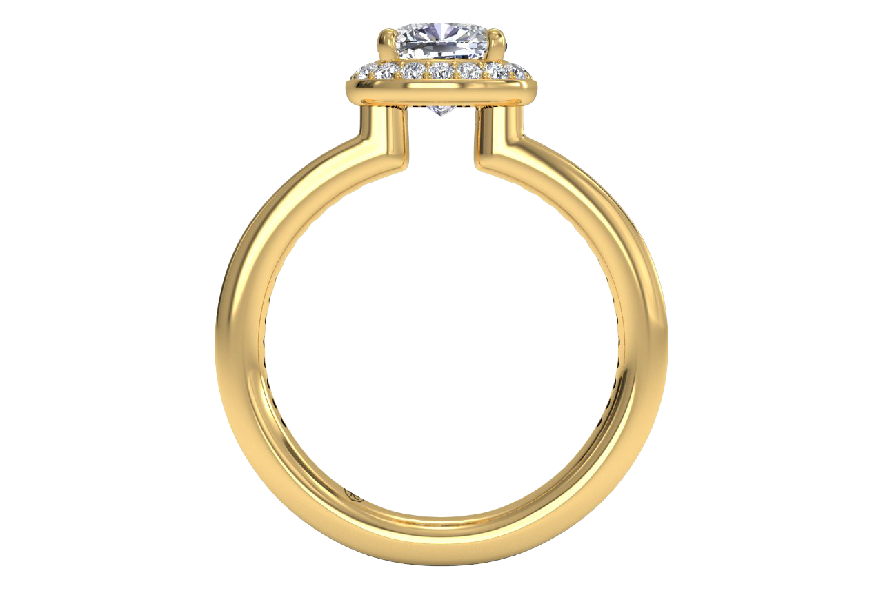 Karen Cushion Cut Lab Grown Diamond 18Kt Yellow Gold Engagement Ring - View 2