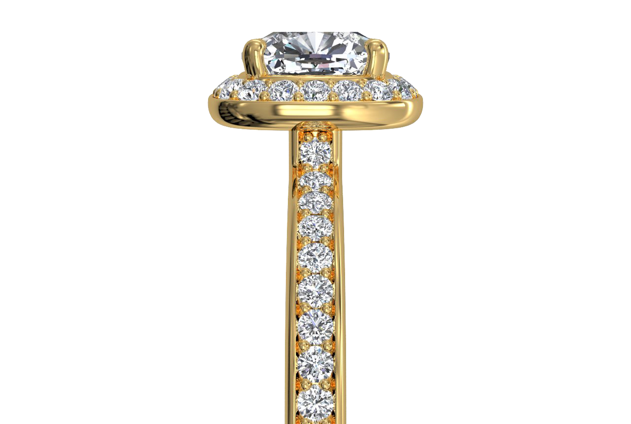 Karen Cushion Cut Lab Grown Diamond 18Kt Yellow Gold Engagement Ring - View 3