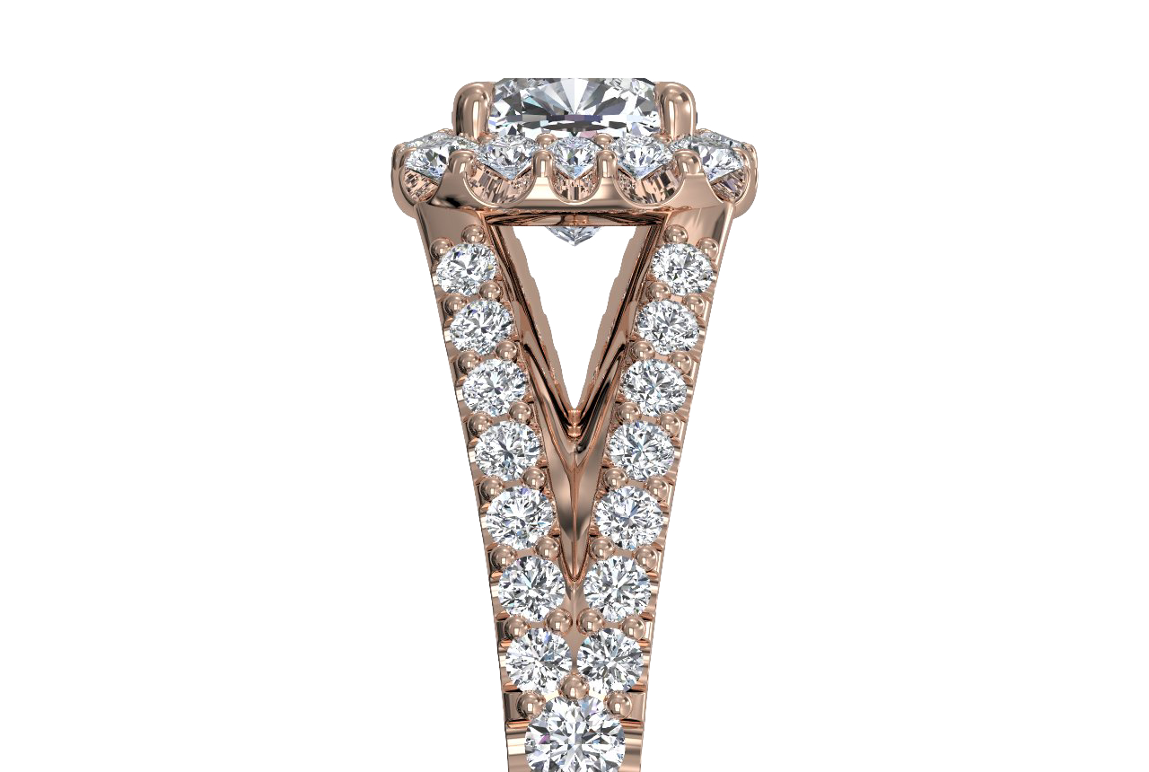 Kelly Cushion Cut Lab Grown Diamond 18Kt Rose Gold Engagement Ring - View 2