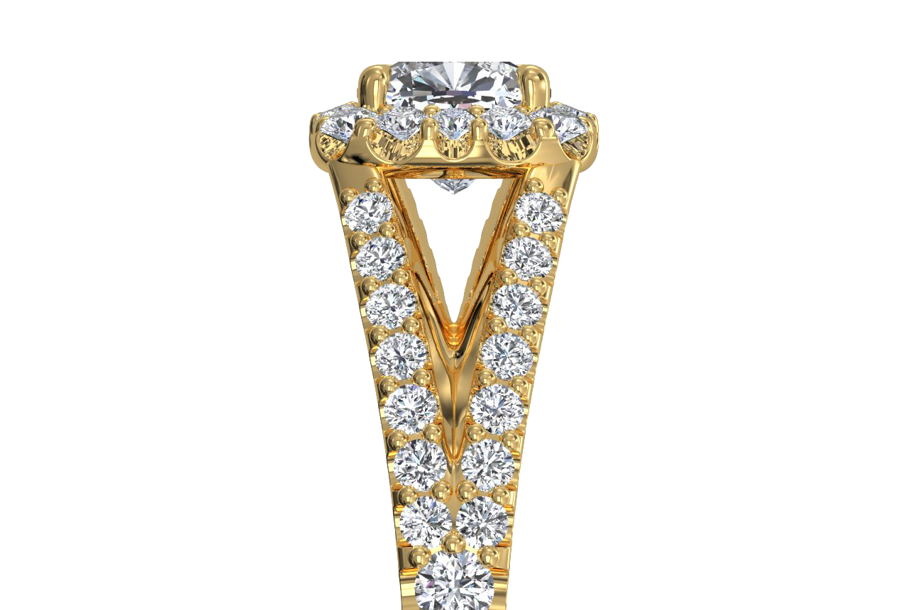 Kelly Cushion Cut Lab Grown Diamond 18Kt Yellow Gold Engagement Ring - View 2