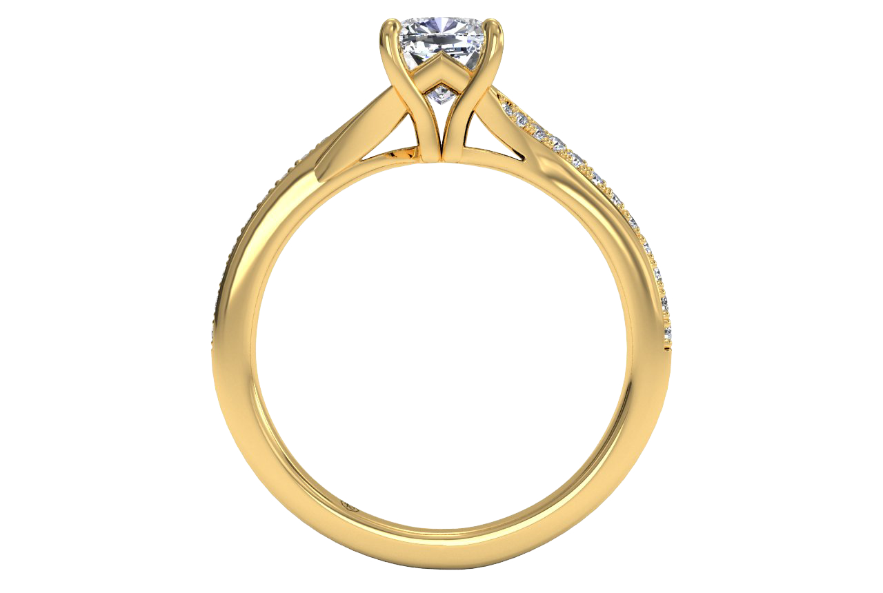 Elise Cushion Cut Lab Grown Diamond 18Kt Yellow Gold Engagement Ring - View 2
