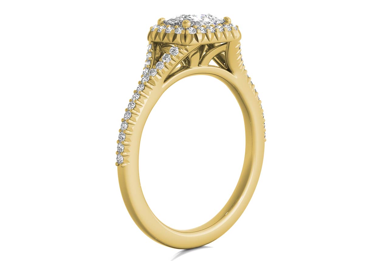 Kate Cushion Cut Lab Grown Diamond 18Kt Yellow Gold Engagement Ring - View 2