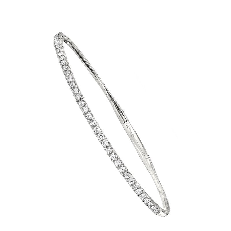 1 Ctw 14Kt White Gold Lab Grown Flexi Bangle