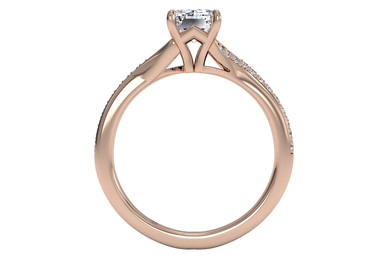 Elise Emerald Cut Lab Grown Diamond 18Kt Rose Gold Engagement Ring - View 2