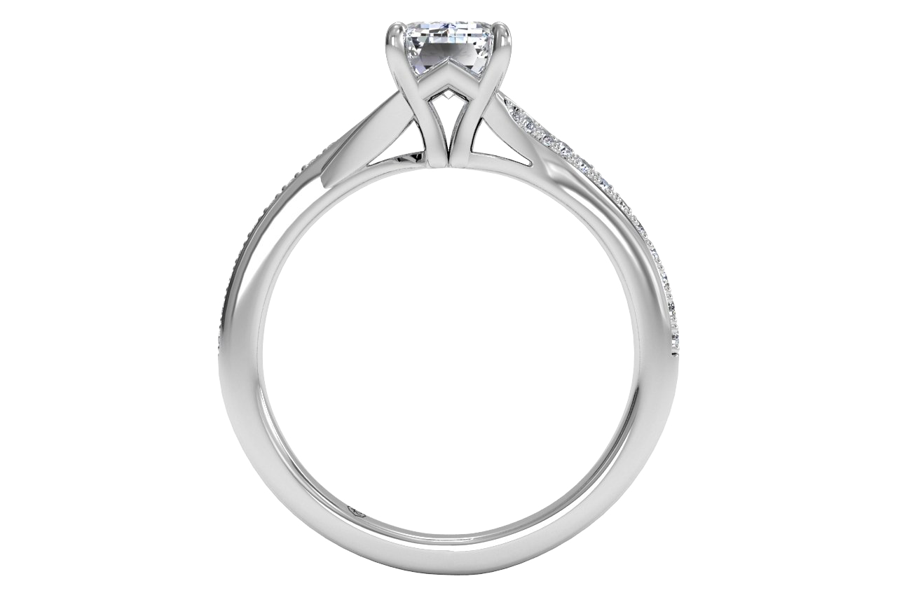 Elise Emerald Cut Lab Grown Diamond Platinum Engagement Ring - View 3