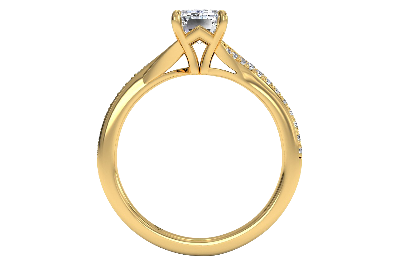 Elise Emerald Cut Lab Grown Diamond 18Kt Yellow Gold Engagement Ring - View 2