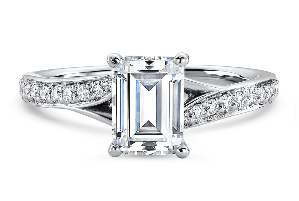 Elise Emerald Cut Lab Grown Diamond 14Kt White Gold Engagement Ring - View 2