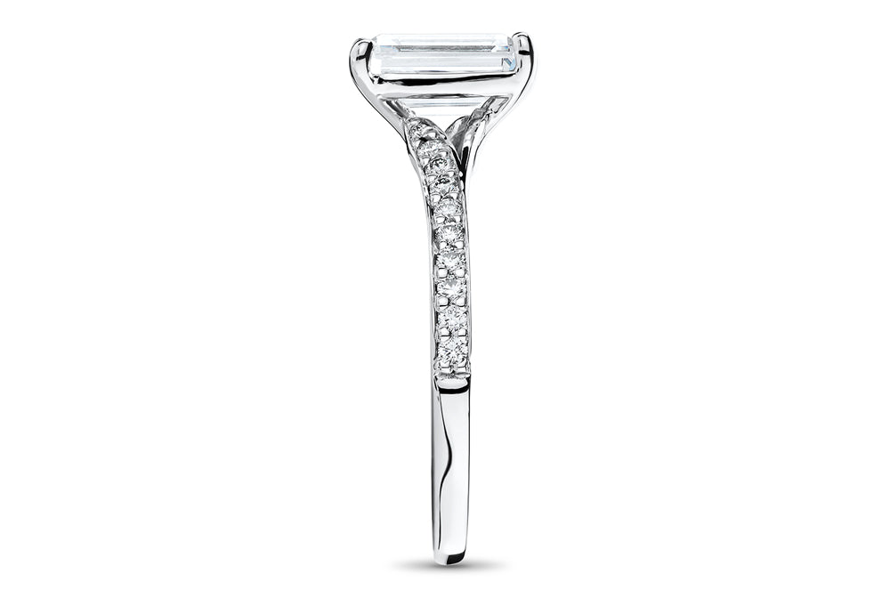 Elise Emerald Cut Lab Grown Diamond 18Kt White Gold Engagement Ring - View 3