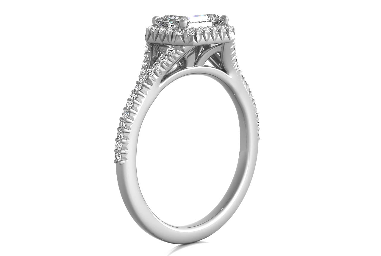 Kate Emerald Cut Lab Grown Diamond 18Kt White Gold Engagement Ring - View 2