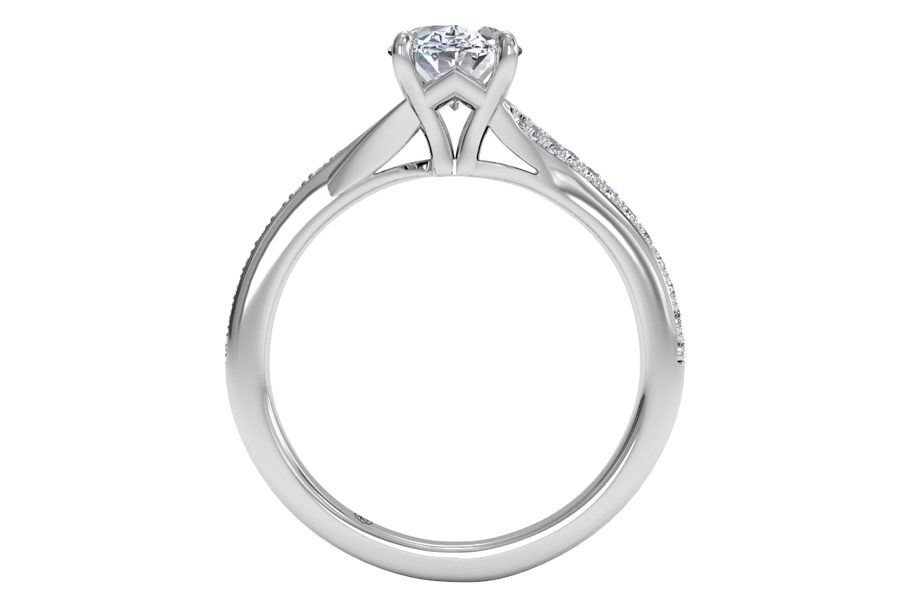 Elise Oval Cut Lab Grown Diamond 14Kt White Gold Engagement Ring - View 2